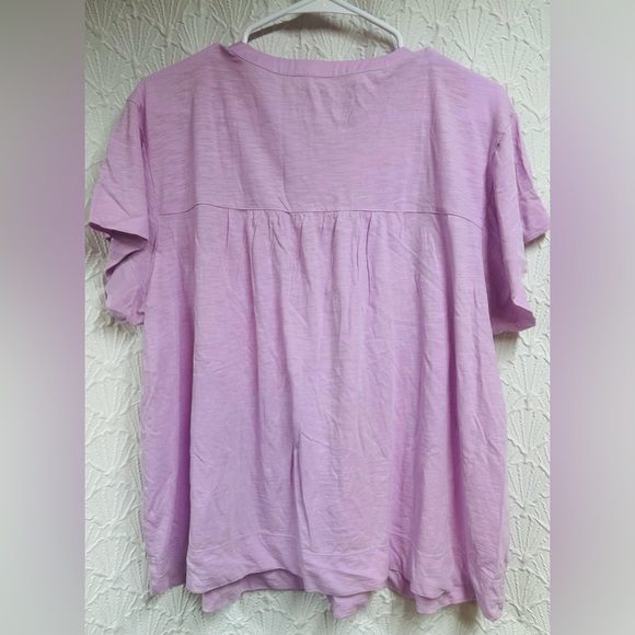 NWT Loft Medium Pintucked Henley Mixed Media Top - Picture 5 of 8